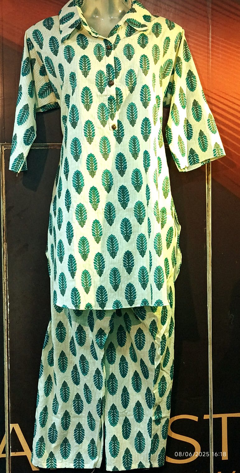 2pc white and Sea green code set