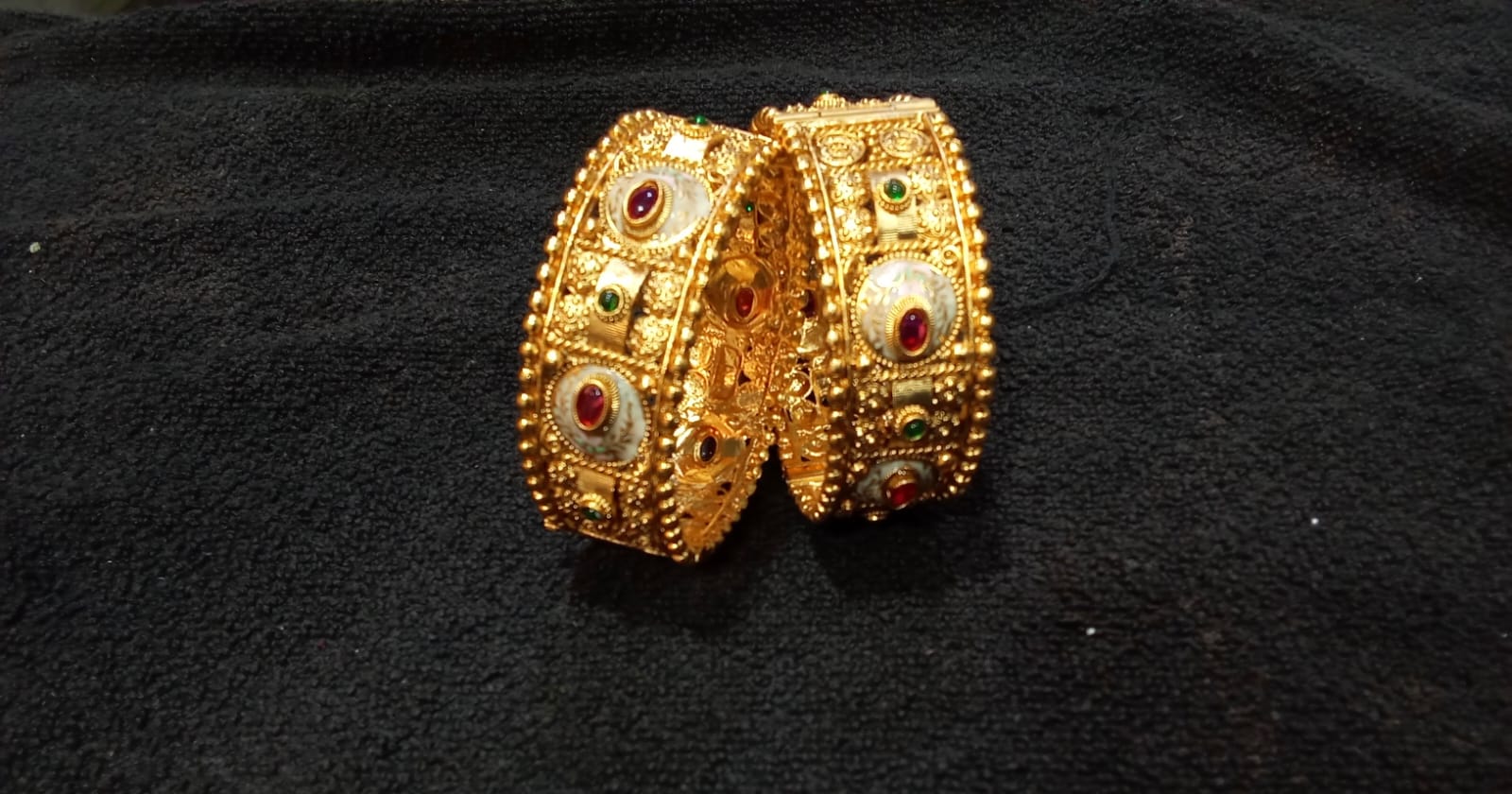 Bangle Golden Chur Pink, Green & White Work 6(16.08.25)