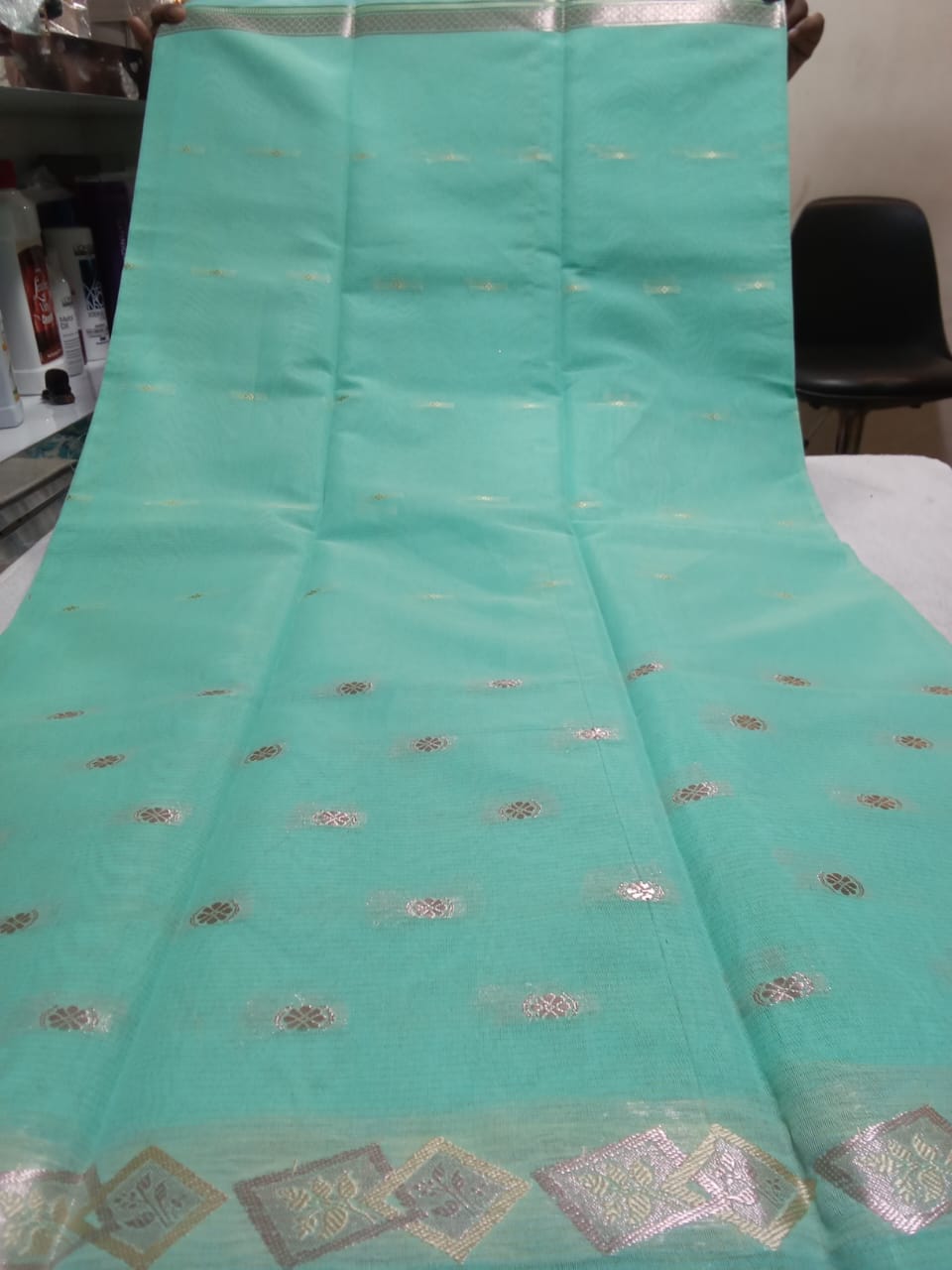 Sari Silk Pesta Green & Silver Work 3(08.09.25)