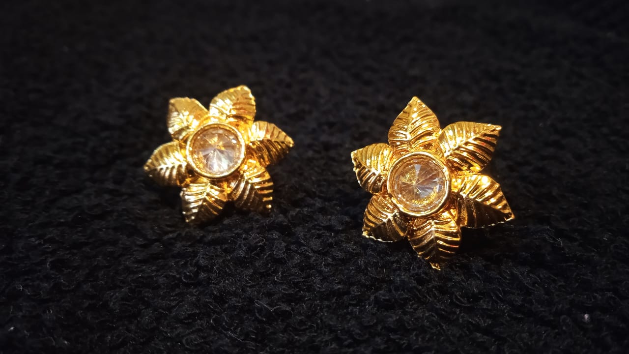 Earrings Golden & White Stone 1(10.09.25)