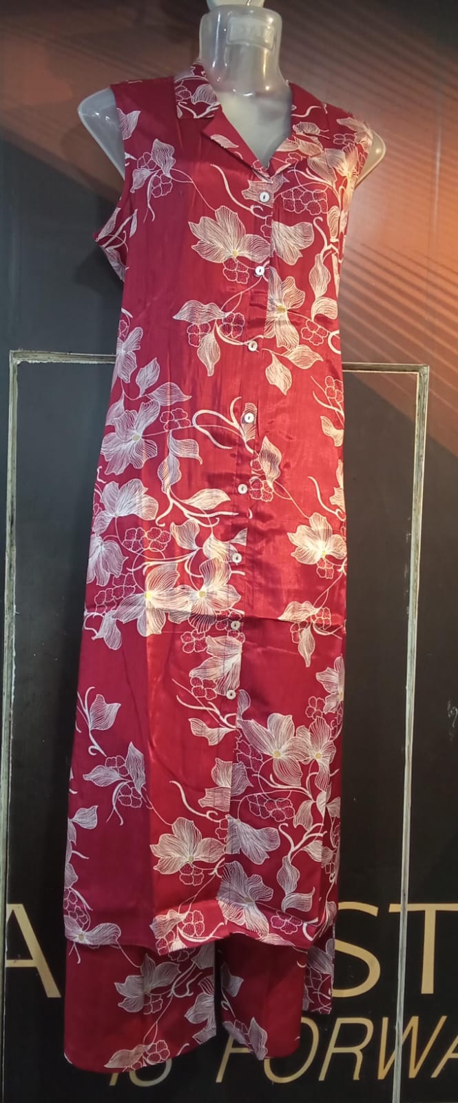 2 pic Cord Set Reyon Red & White Design 8,9,10 (3.12.25)