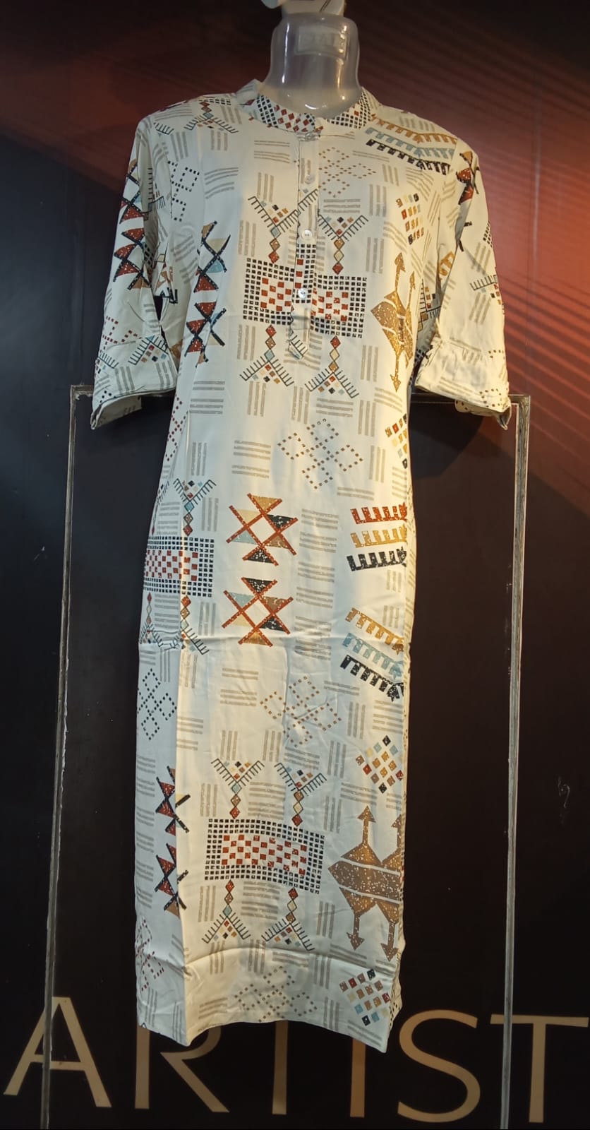 Kurti Reyon White & Black Square Print 14,15,16,17,18(25.12.25)