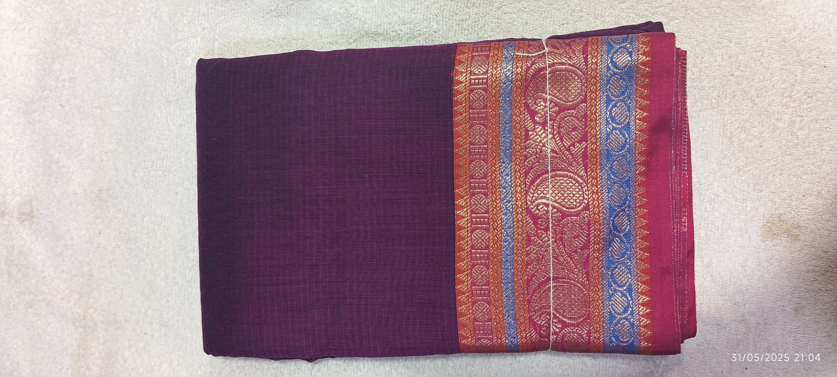 Sari silk purple and green 