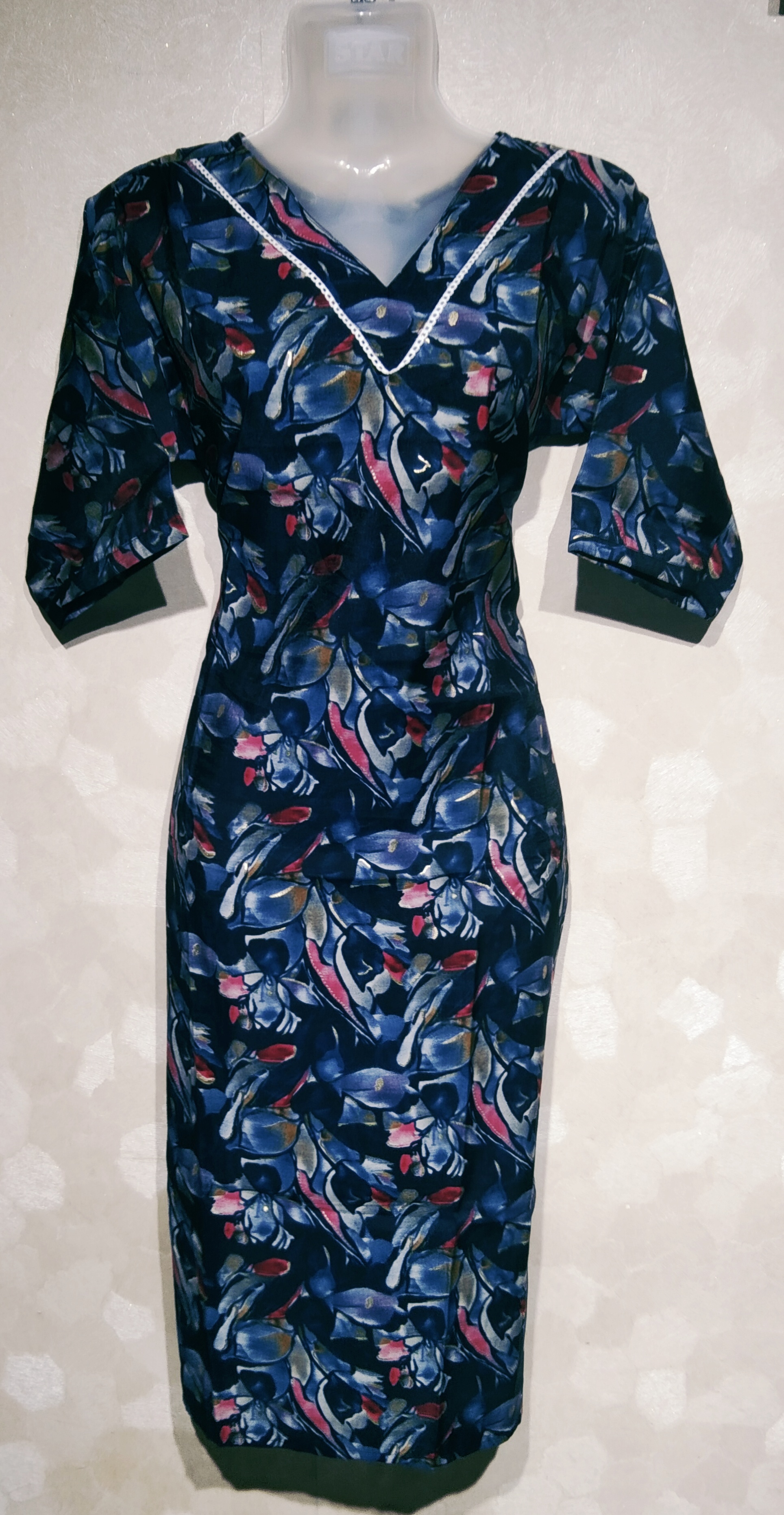 Kurti Blue, Black & White Design 