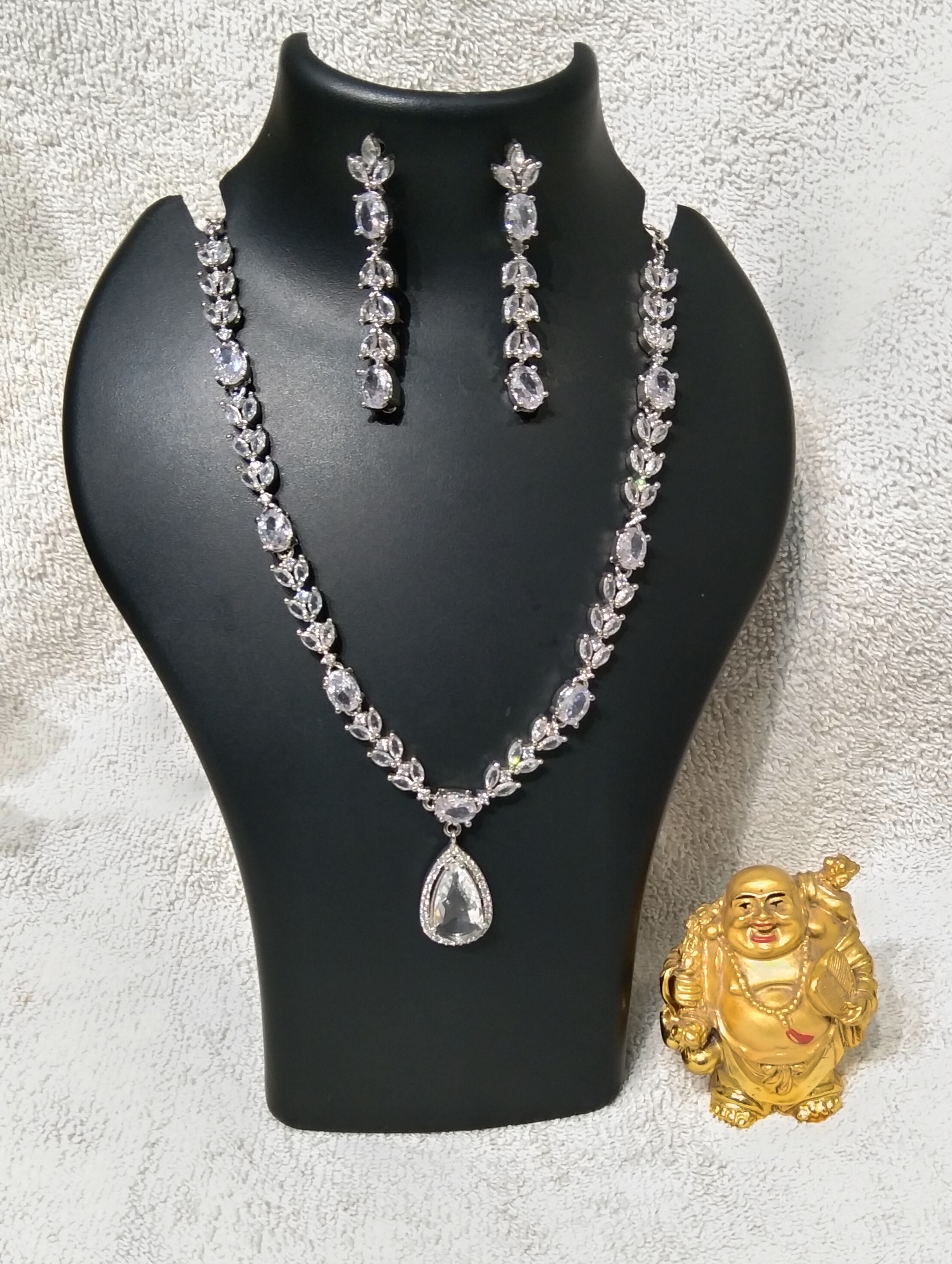 Jewellery Necklace Set White Stone 
