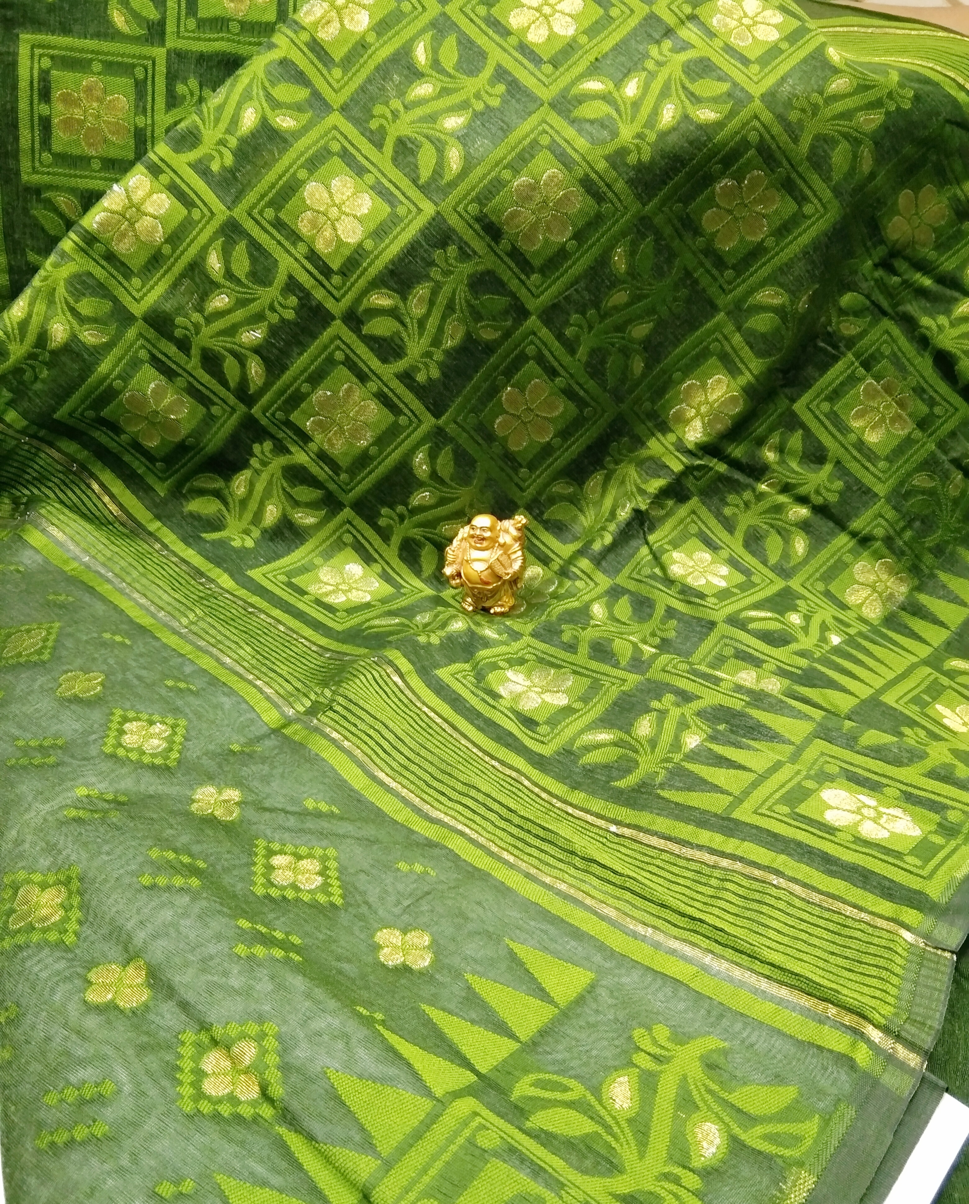 Sari Handloom Green & Golden 