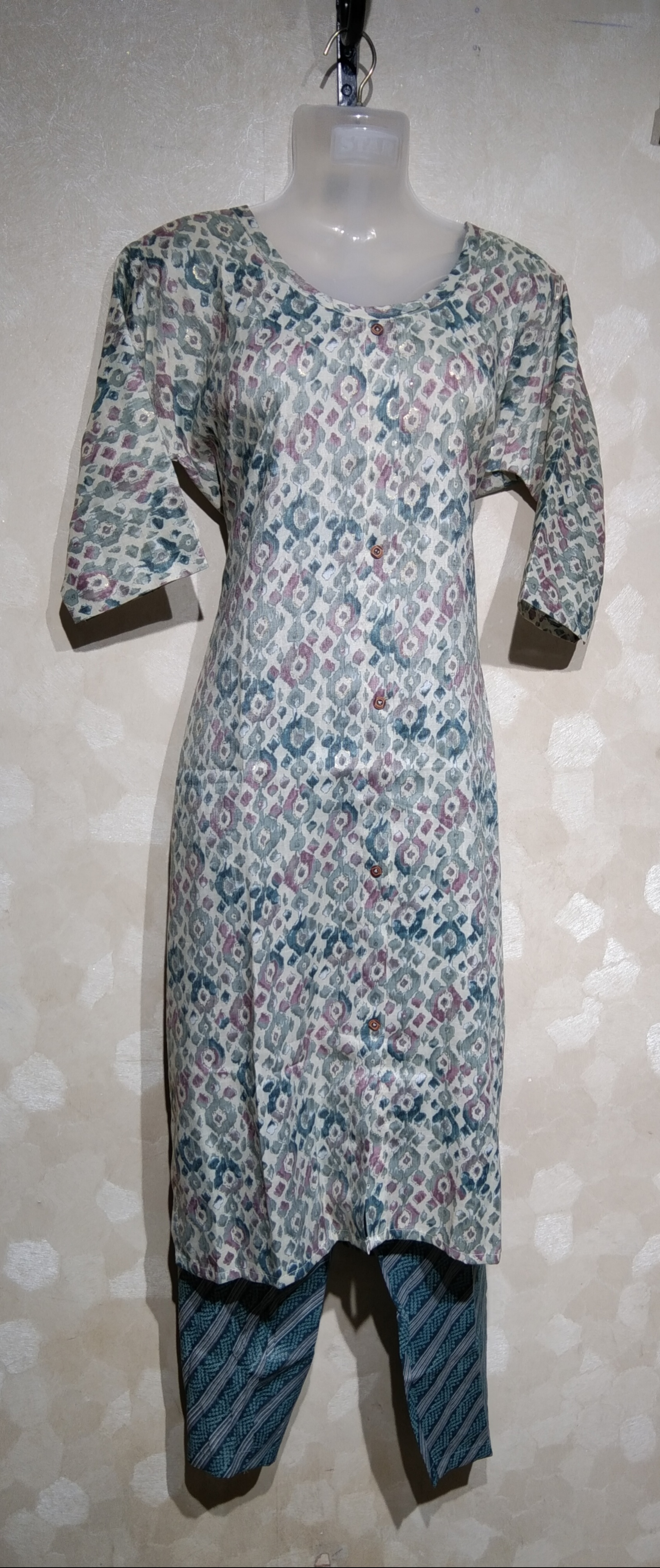 2 pic Cotton White & Green 