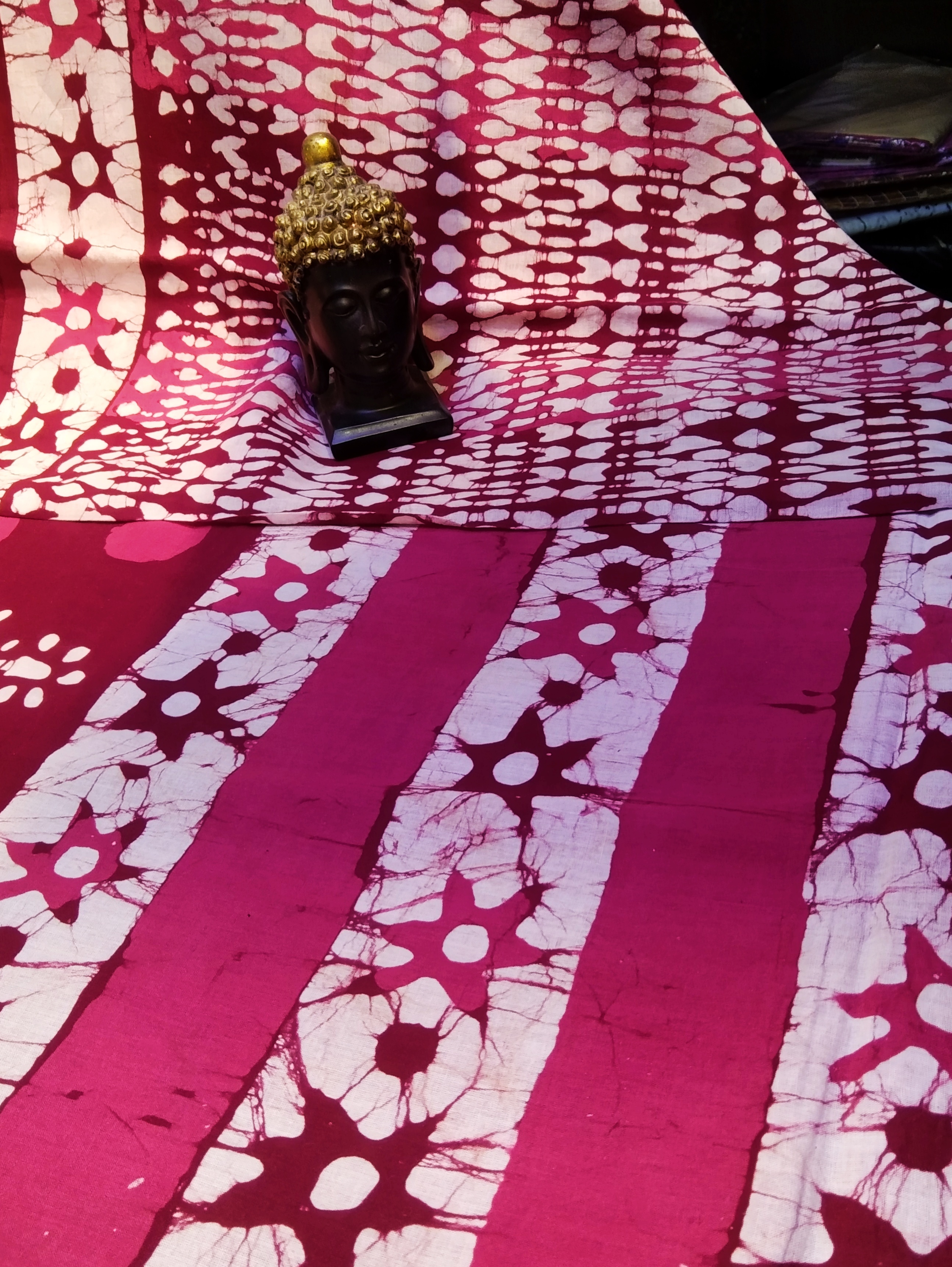 Sari Cotton Handblock Pink & Maroon 9 (08.07.25)