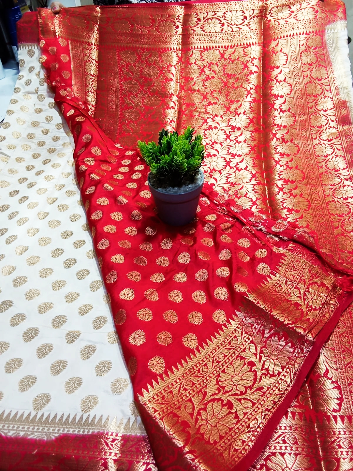 Sari Georgette White & Red 44(28.08.25)