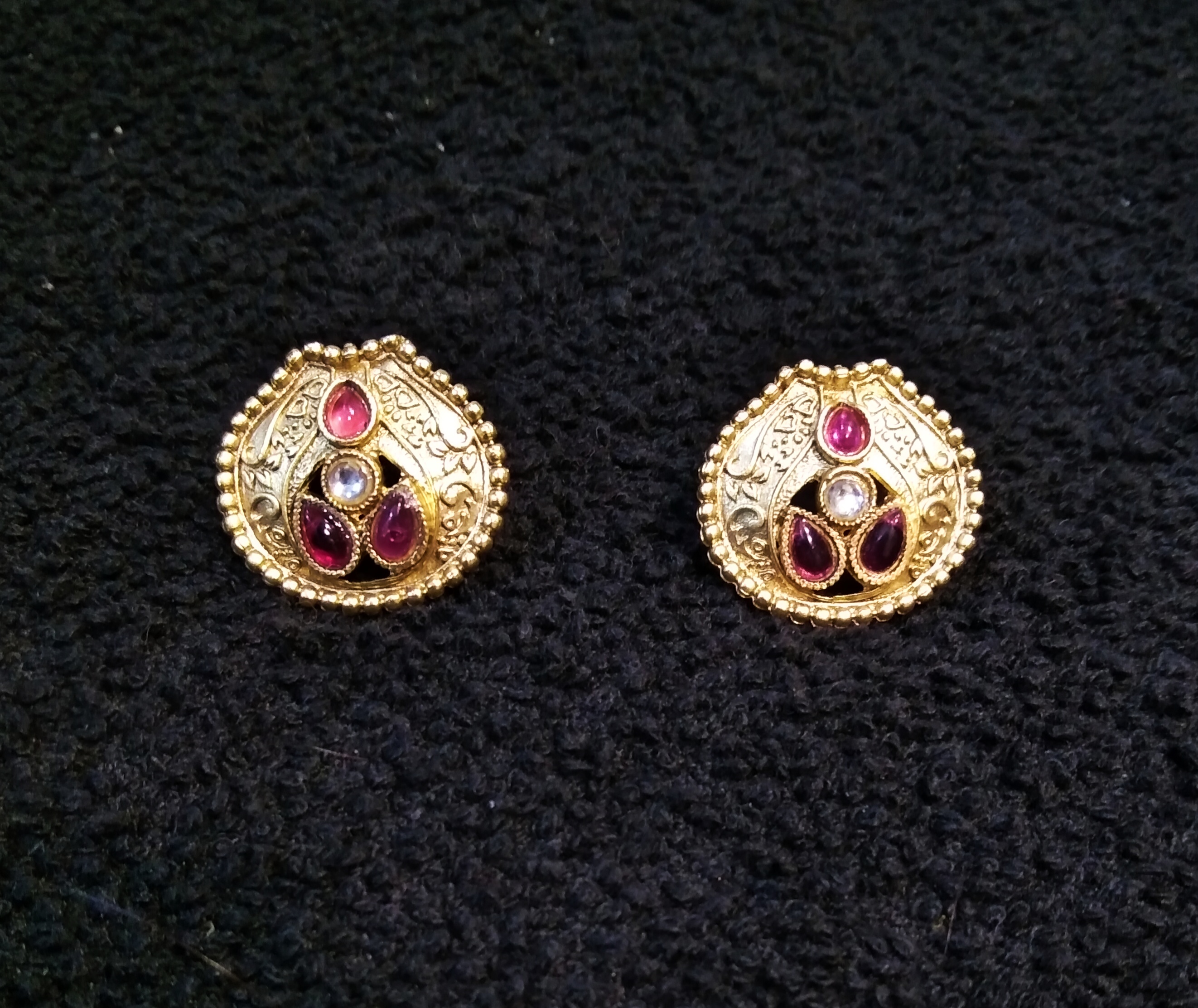 Earrings Golden White & Pink Stone Work 3(11.09.25)