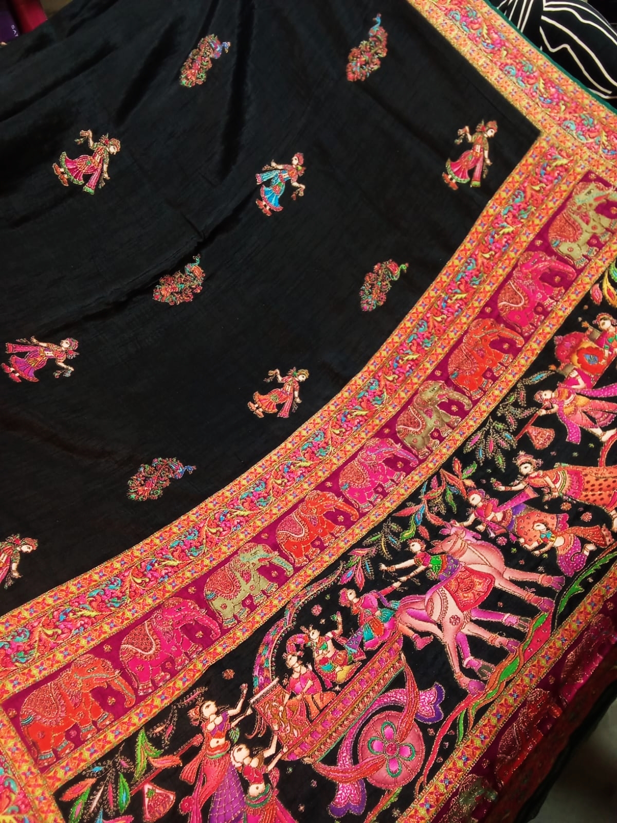 Sari Karni Silk Black & Pink , Blue 9(3.12.25)