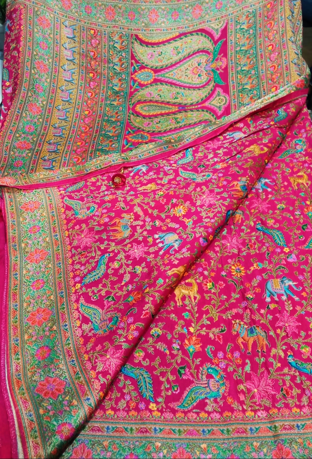 Sari Karni Silk Pink & Green Peacock design 4(3.12.25)
